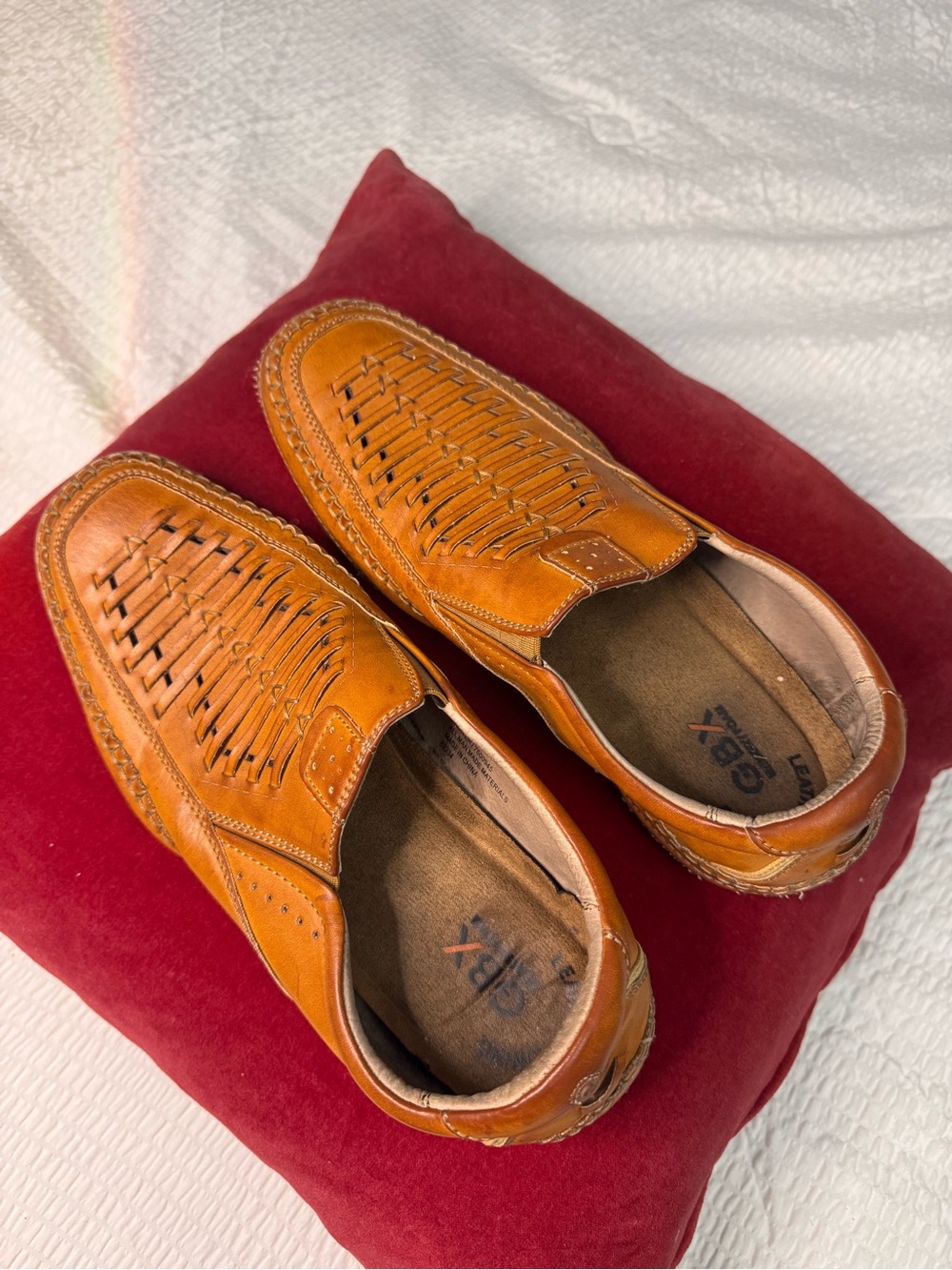 Weavers Men's Woven Leather Slip-Ons in Tan